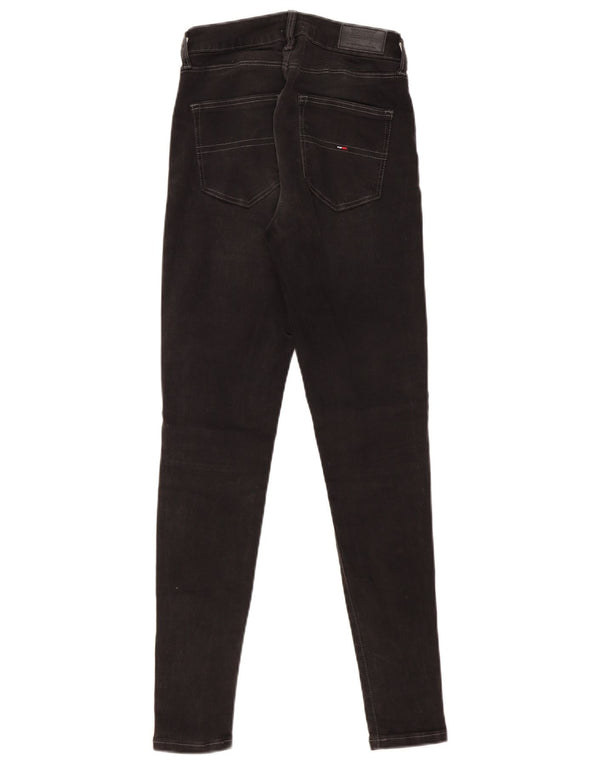Jeans skinny a vita alta da donna Tommy Hilfiger W25 L30 cotone nero