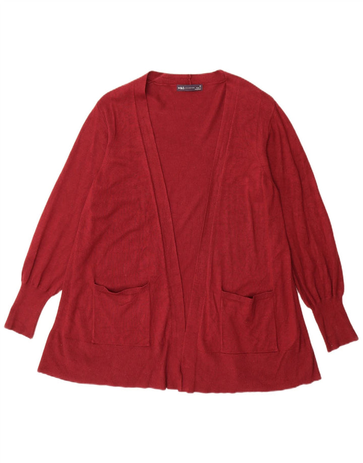 Maglione cardigan aperto lungo da donna Marks & Spencer UK 14 Bordeaux medio