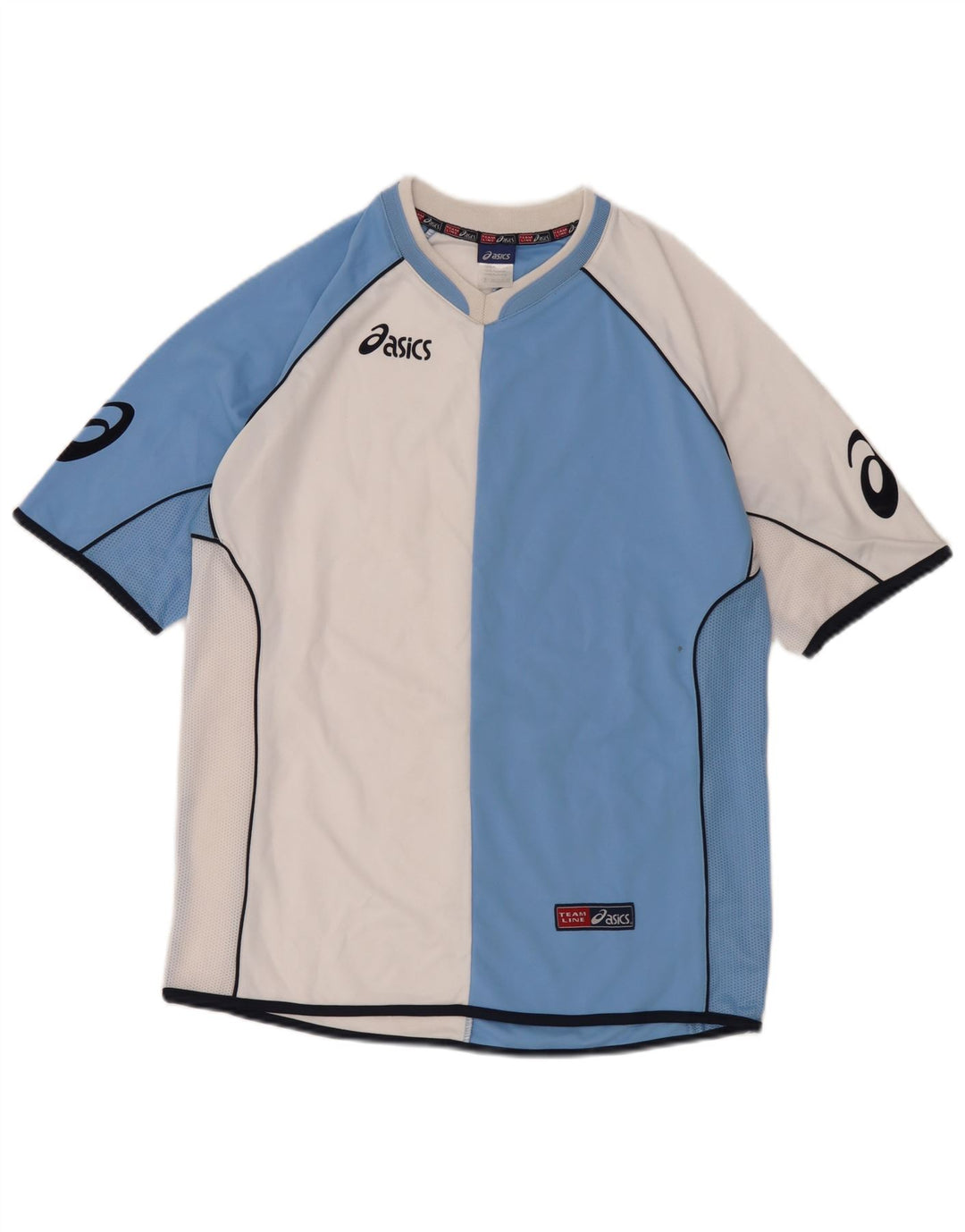 T-shirt grafica da uomo Asics Top in poliestere color block blu medio