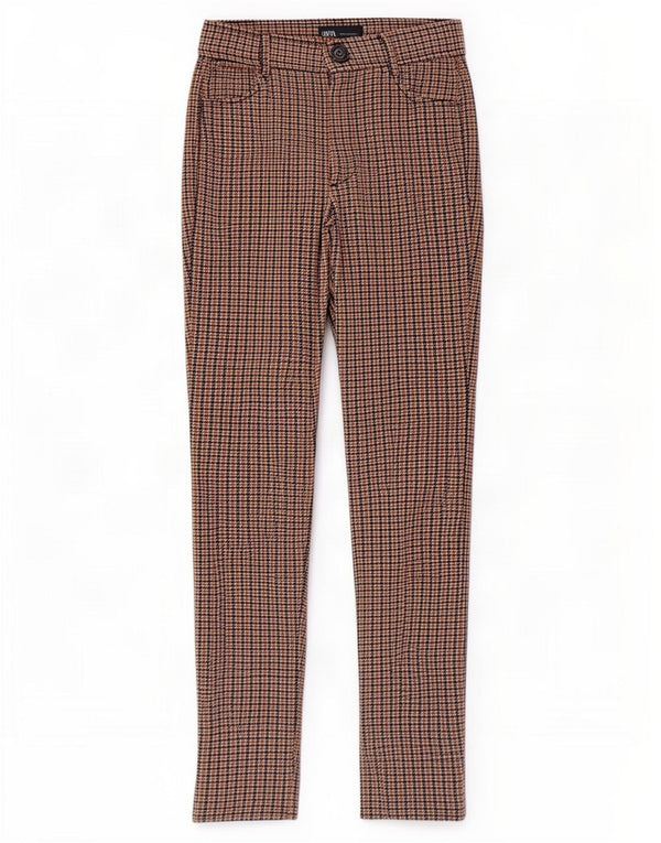 Pantaloni casual slim da donna Zara XS W24 L26 pied de poule marroni