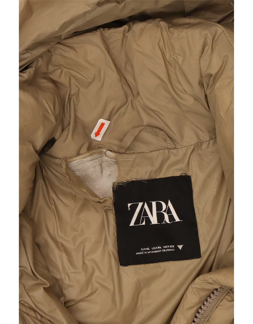 Cappotto imbottito oversize con cappuccio da donna Zara UK 18 XL Poliestere beige