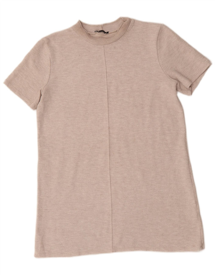 Abito a trapezio da donna Zara UK 16 grande in cotone beige