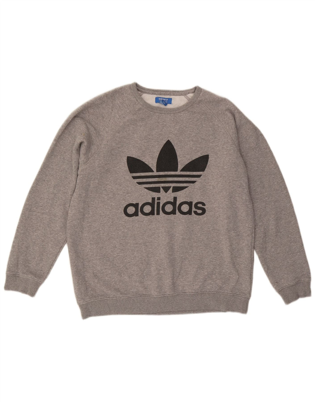 Felpa grafica da uomo ADIDAS, maglione grande, cotone chiazzato grigio