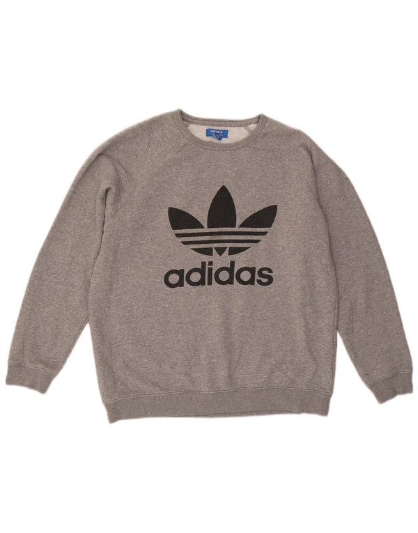 Felpa grafica da uomo ADIDAS, maglione grande, cotone chiazzato grigio