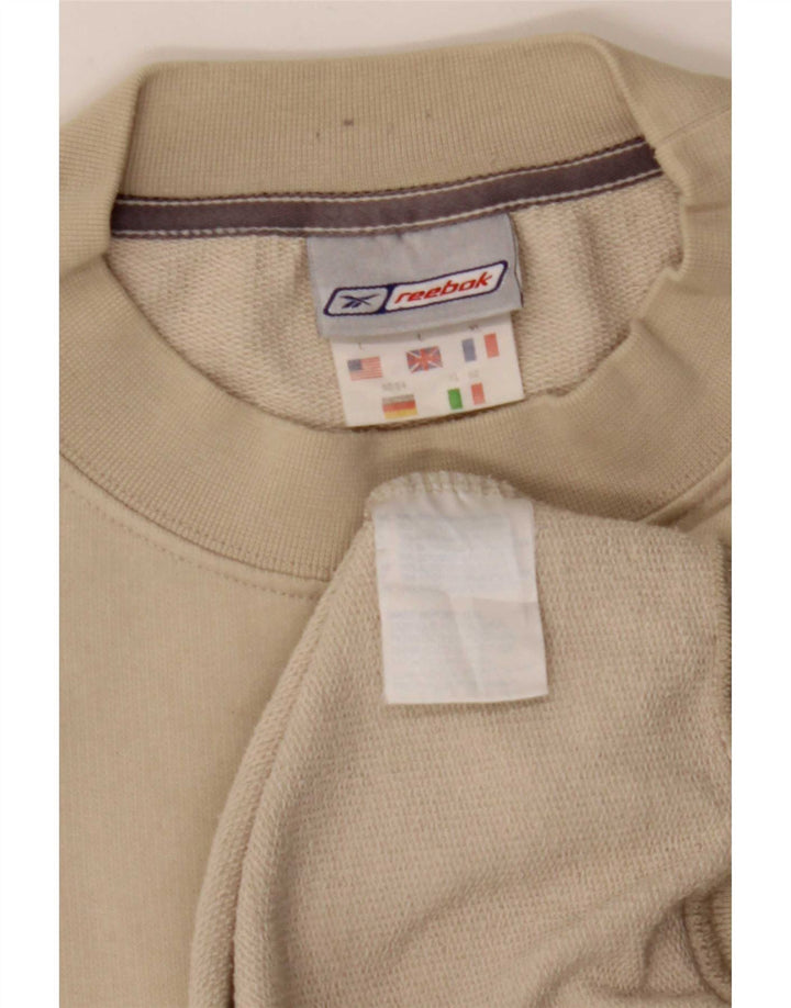 Felpa Reebok da uomo, maglione grande, cotone beige