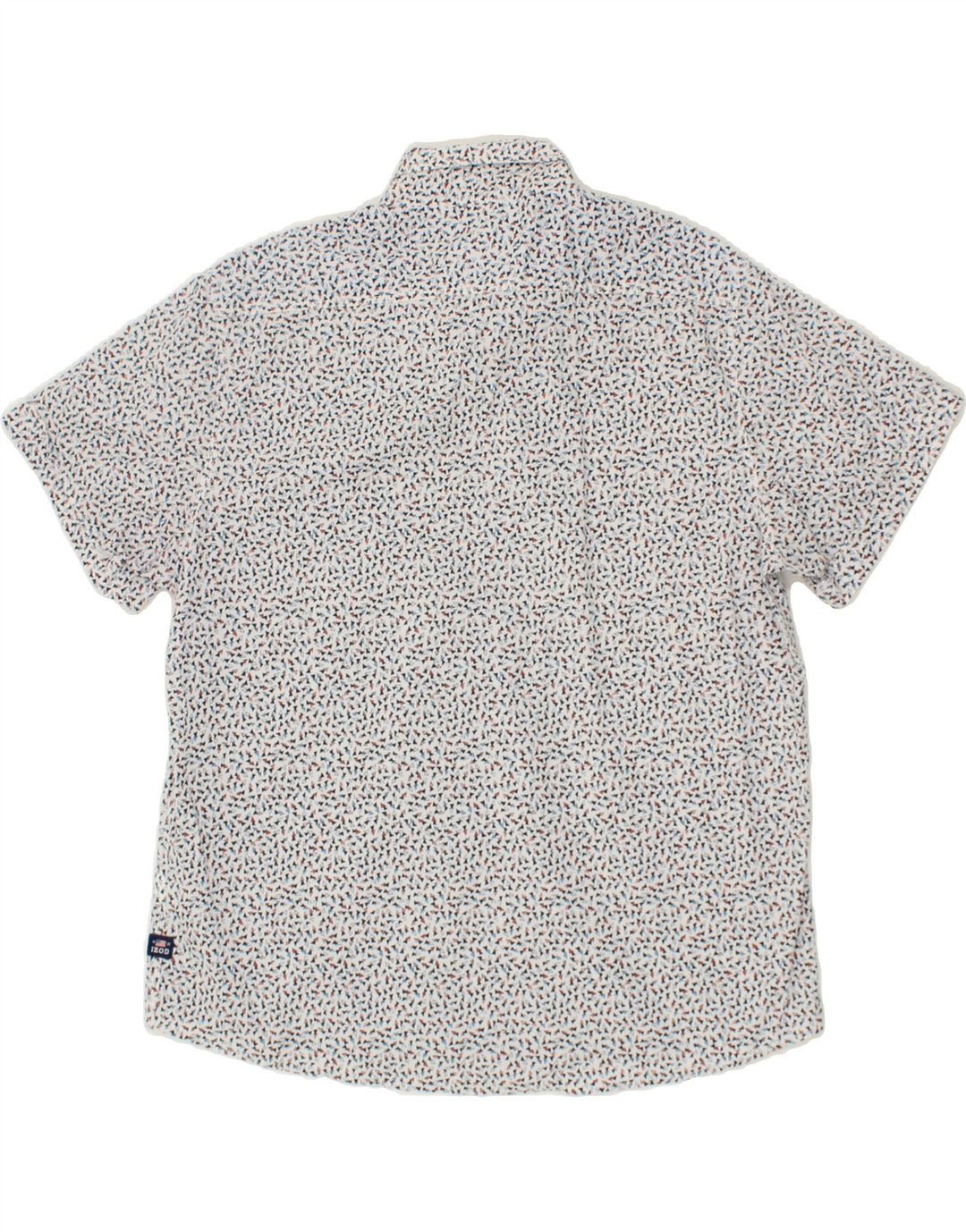 IZOD Mens Short Sleeve Shirt XL White Geometric Cotton Vintage Izod and Second-Hand Izod from Messina Hembry 