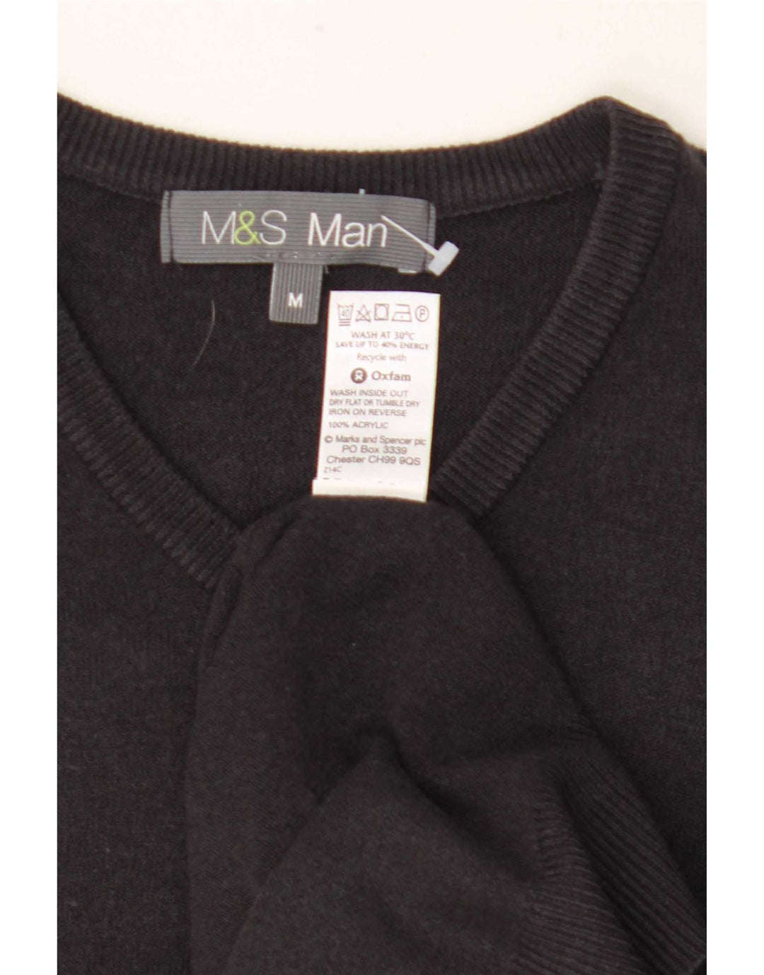 Maglione da uomo con scollo a V Marks & Spencer, acrilico nero medio