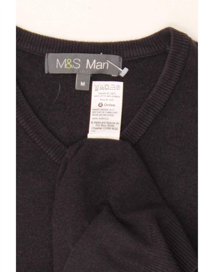 Maglione da uomo con scollo a V Marks & Spencer, acrilico nero medio