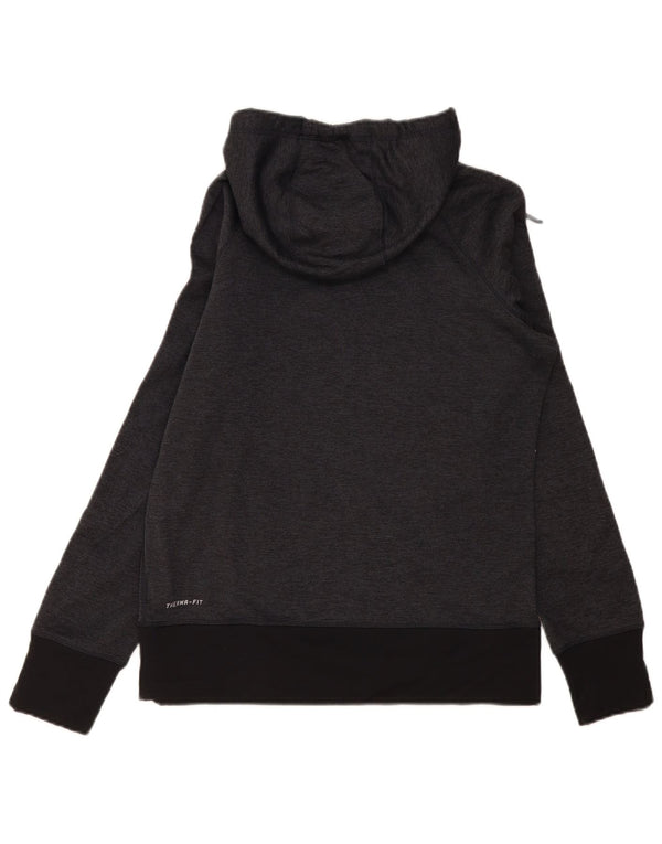 Felpa con cappuccio grafica Nike Therma-Fit da donna UK 14 Colorblock grigio medio