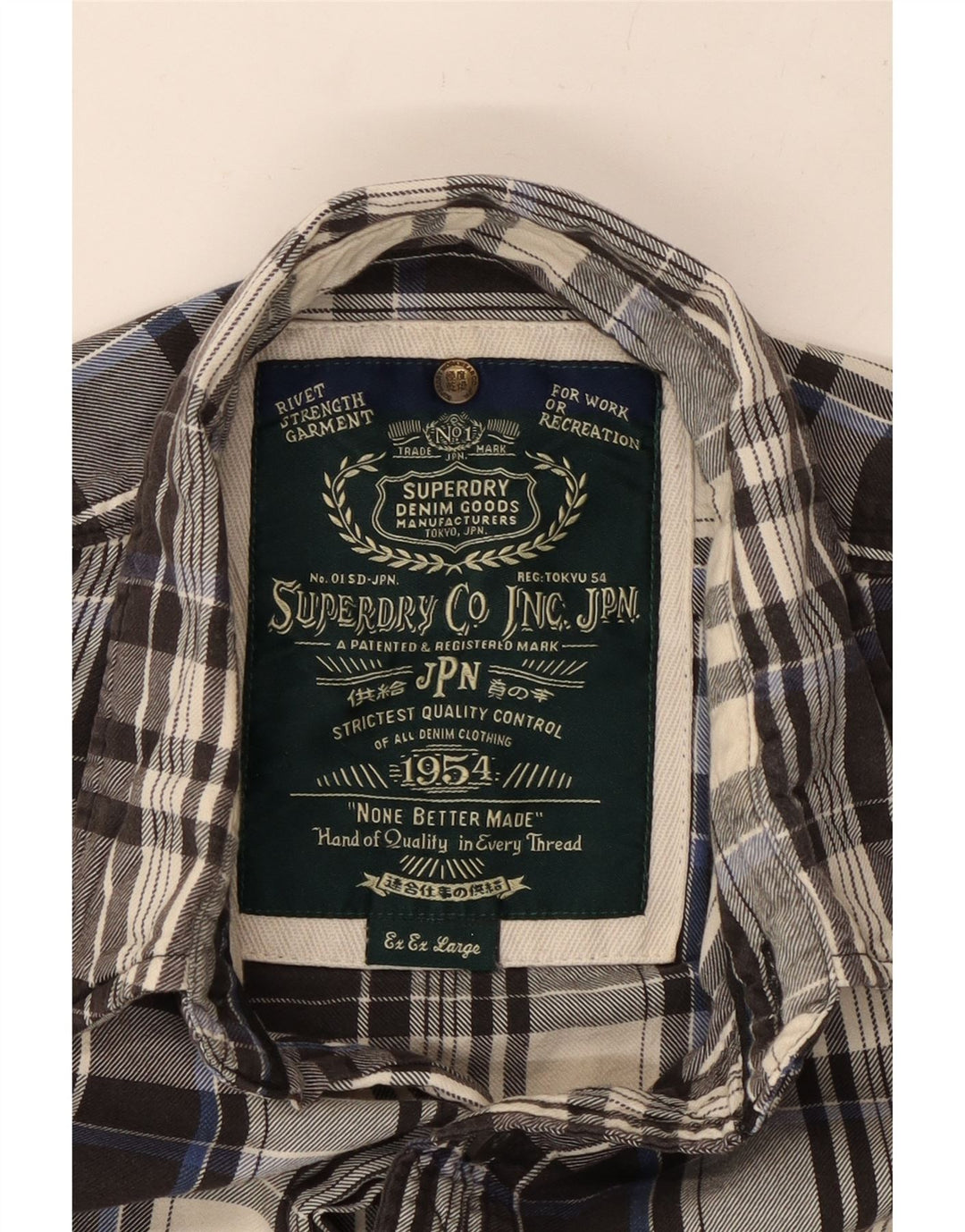 Camicia da uomo in flanella SUPERDRY 2XL scozzese grigia