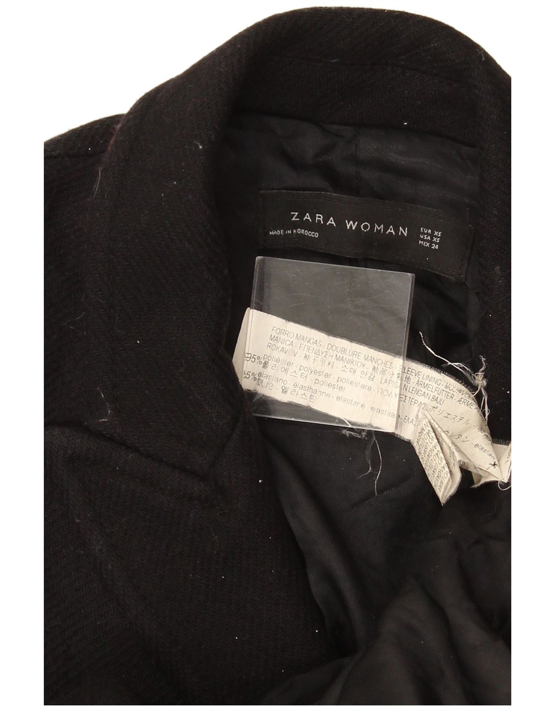 Cappotto doppiopetto da donna Zara UK 6 XS poliestere nero