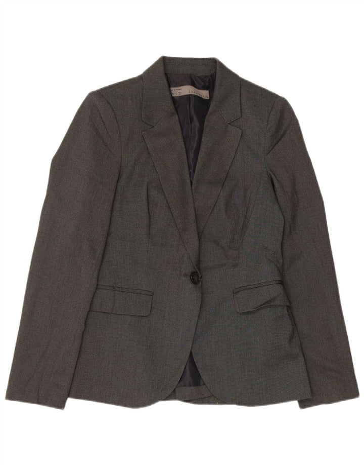 Giacca blazer a 1 bottone da donna Zara UK 12 Poliestere grigio medio