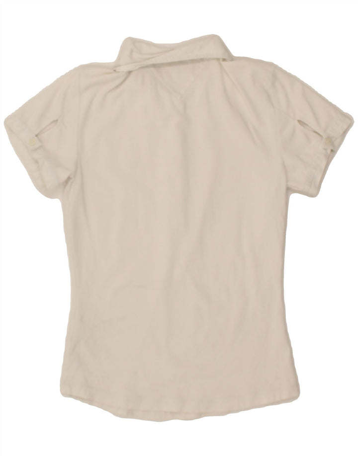 TOMMY HILFIGER Womens Polo Shirt UK 12 Medium White Cotton Vintage Tommy Hilfiger and Second-Hand Tommy Hilfiger from Messina Hembry 
