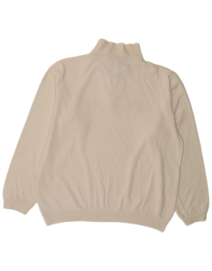 Felpa Champion da uomo con grafica con zip e collo, maglione grande, cotone bianco