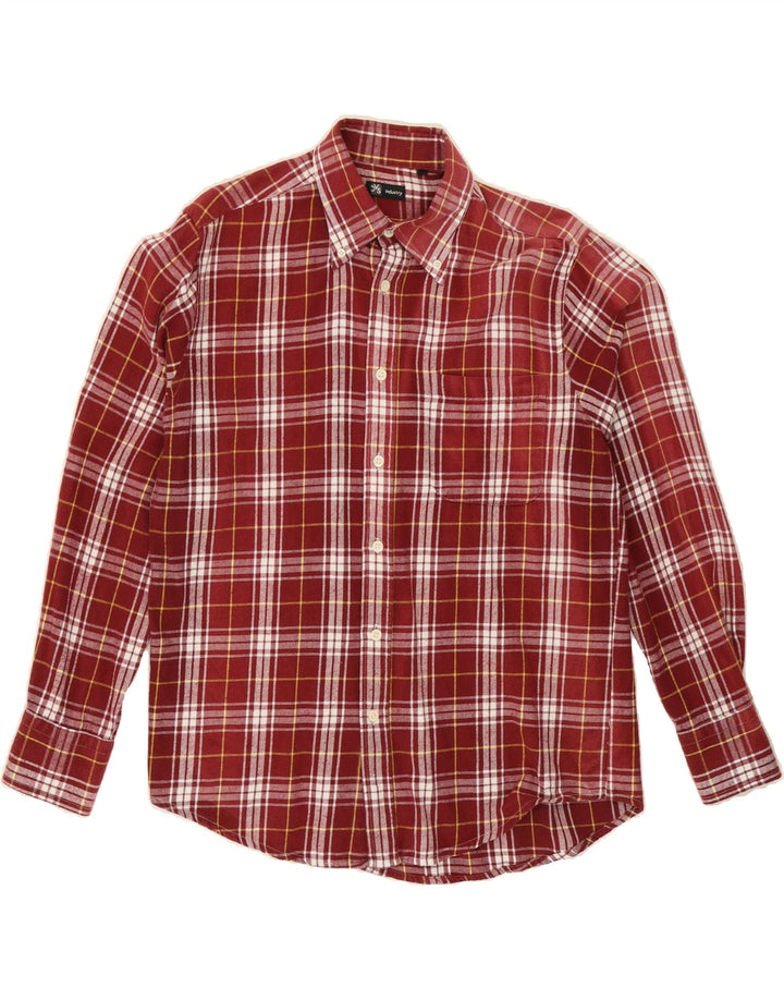 OVS Mens Flannel Shirt Medium Burgundy Cotton Vintage OVS and Second-Hand OVS from Messina Hembry 