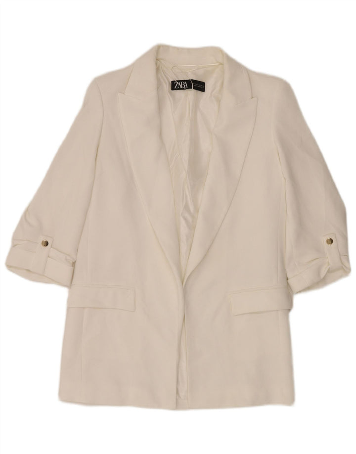 Giacca blazer oversize aperta da donna Zara UK 6 XS poliestere bianco