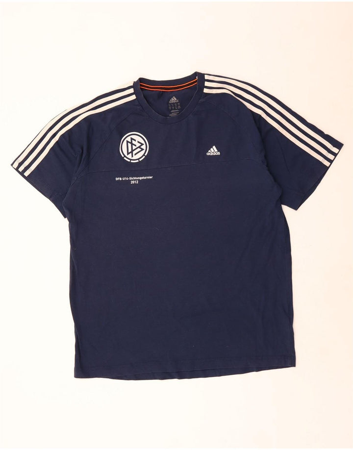 T-shirt grafica Adidas Climalite da uomo Top XL poliestere blu navy