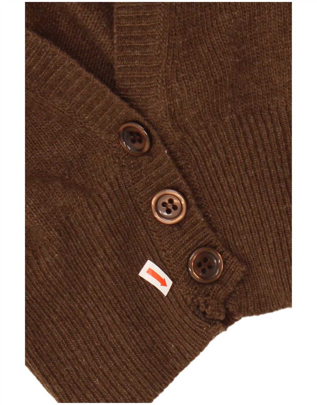 Maglione cardigan corto da donna VINTAGE UK 14 Lana d'agnello marrone medio