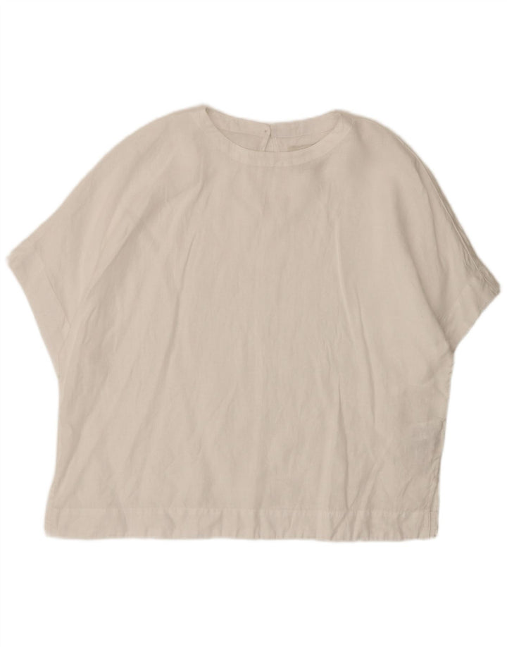 Top camicetta oversize da donna Marks & Spencer UK 14 grande lino bianco