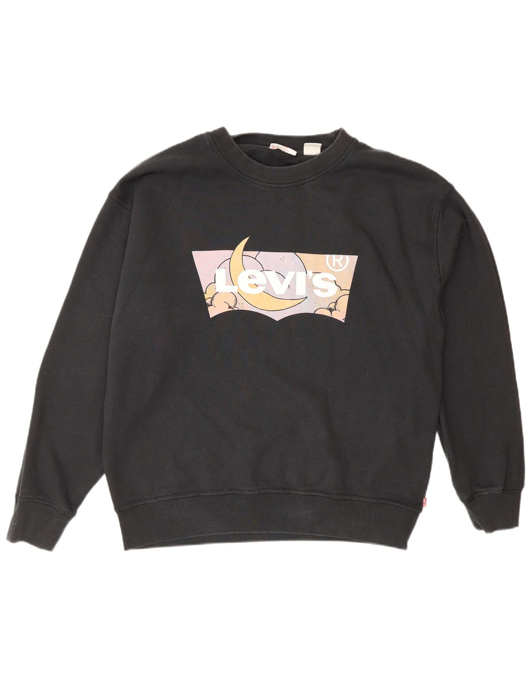 Felpa oversize con grafica da donna Levi's UK 14 cotone nero medio