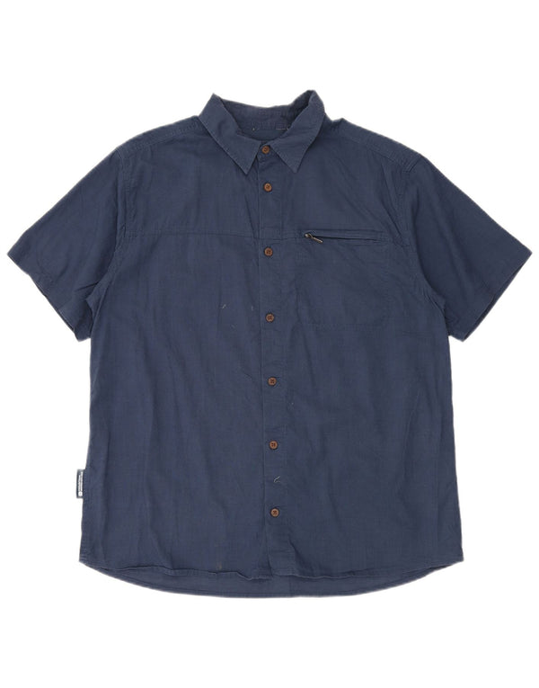 Mountain Warehouse Mens Short Sleeve Shirt Large Navy Blue Cotton
