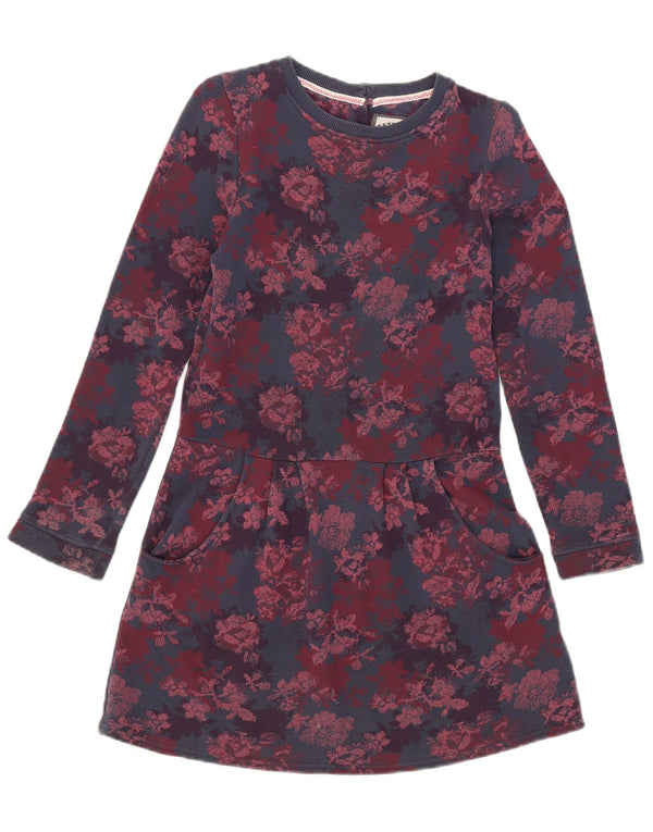 Abito basic a maniche lunghe per ragazze Fat Face 10-11 anni in cotone floreale blu navy