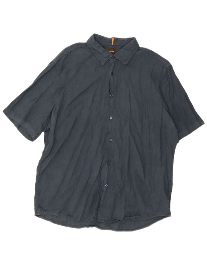 Camicia Hugo Boss da uomo a maniche corte vestibilità regolare 2XL Blu Navy