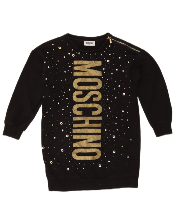 Felpa grafica per ragazze MOSCHINO 7-8 anni in cotone nero