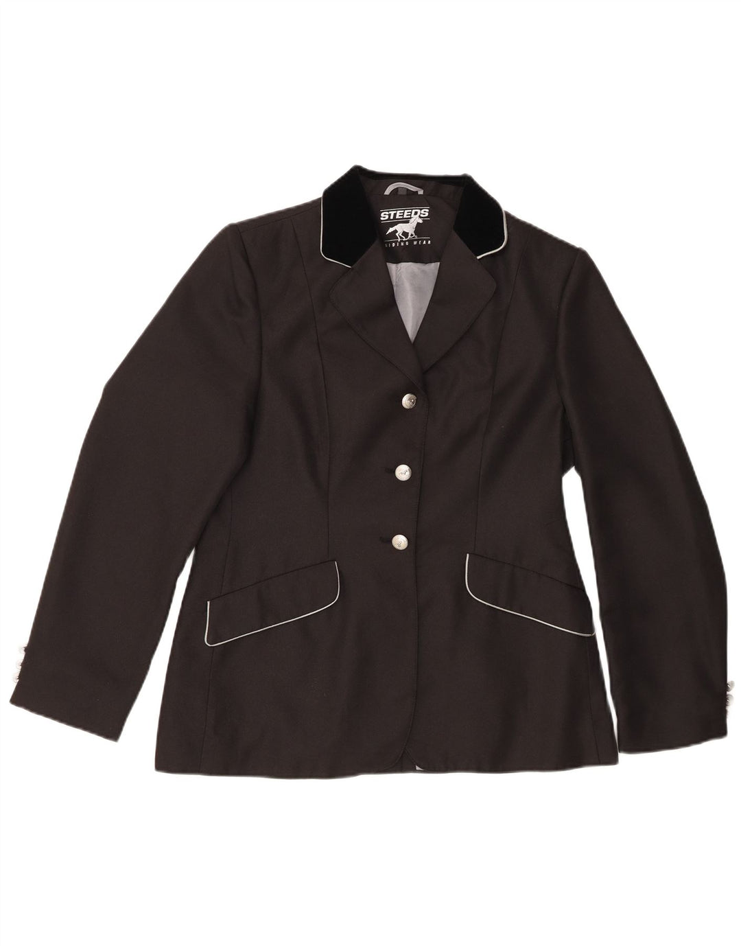 Giacca blazer vintage da donna a 3 bottoni EU 38 color block medio nero