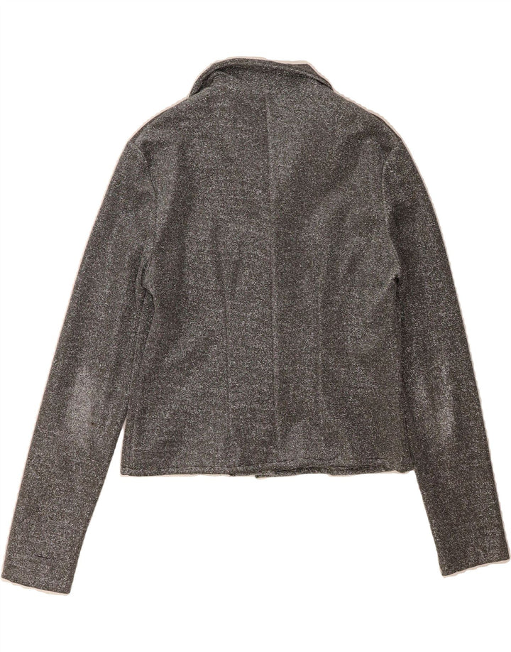 VINTAGE Womens Crop Shirt Blouse UK 14 Large Grey Polyamide Vintage Vintage and Second-Hand Vintage from Messina Hembry 