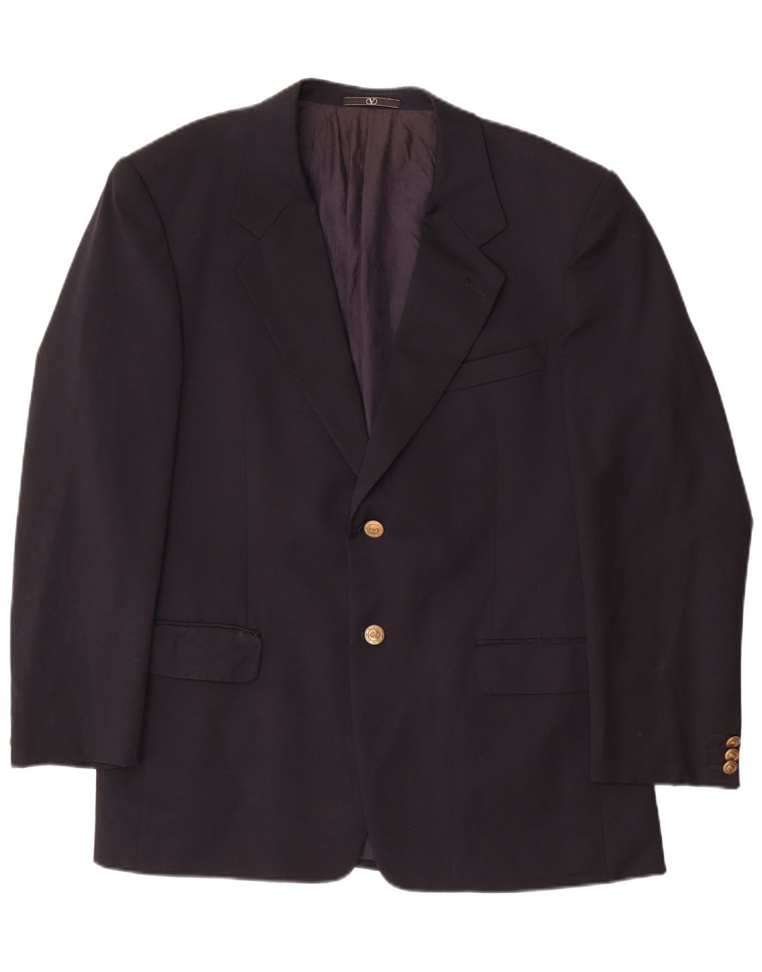 Giacca blazer da uomo a 2 bottoni Valentino IT 52 XL in lana blu navy
