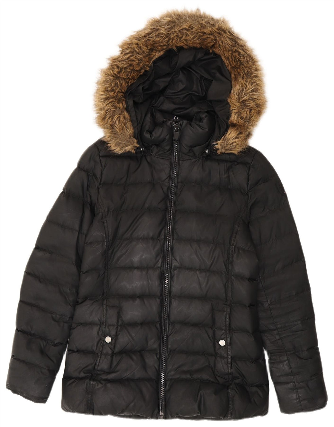 Giacca imbottita con cappuccio da donna Tommy Hilfiger UK 10 piccola poliestere nero
