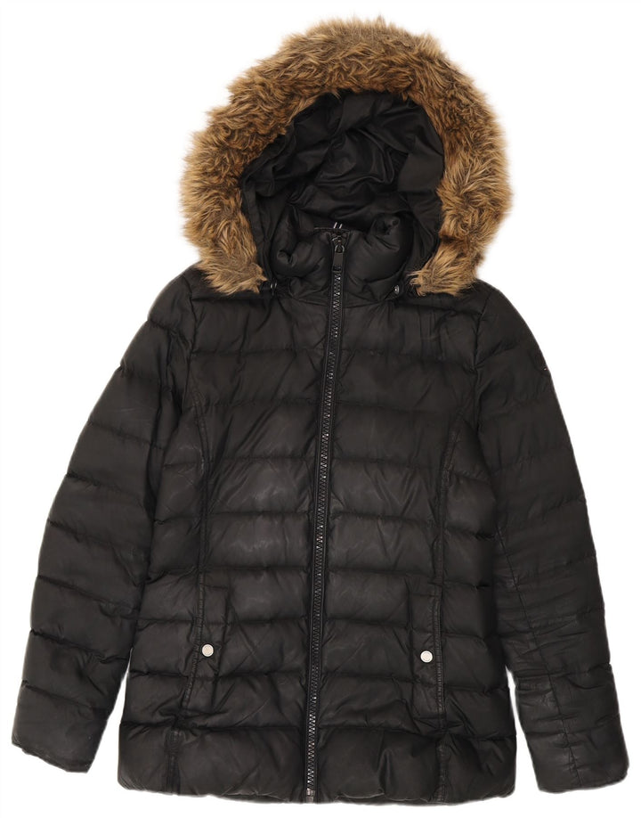 Giacca imbottita con cappuccio da donna Tommy Hilfiger UK 10 piccola poliestere nero