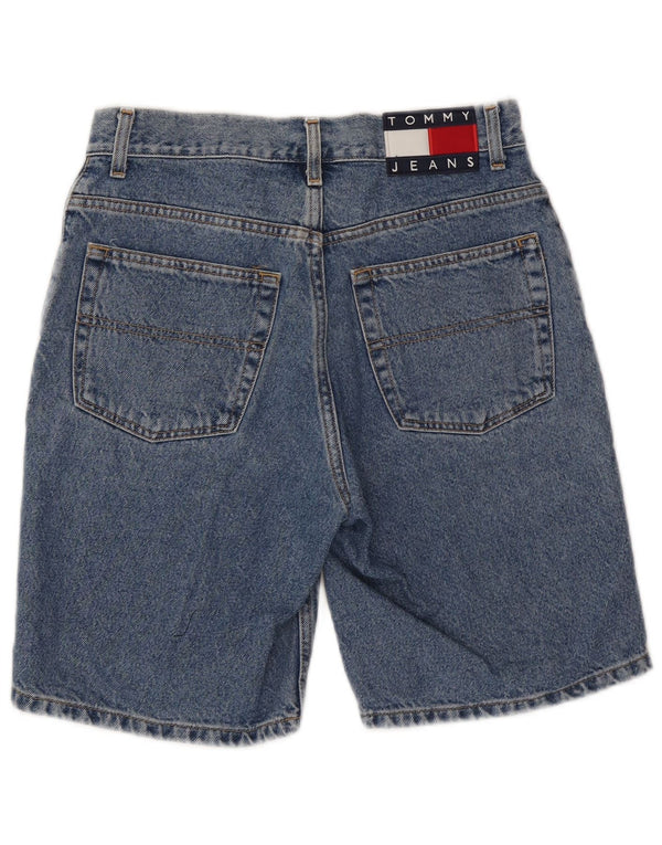 Pantaloncini di jeans a vita alta da donna Tommy Hilfiger W31 cotone blu medio