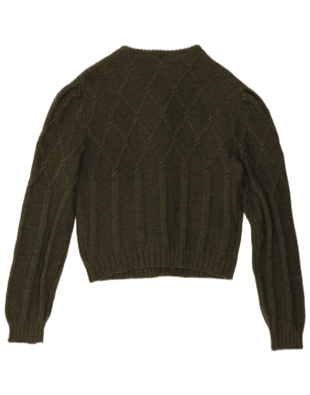 Maglione cardigan corto da donna vintage IT 42 lana kaki media