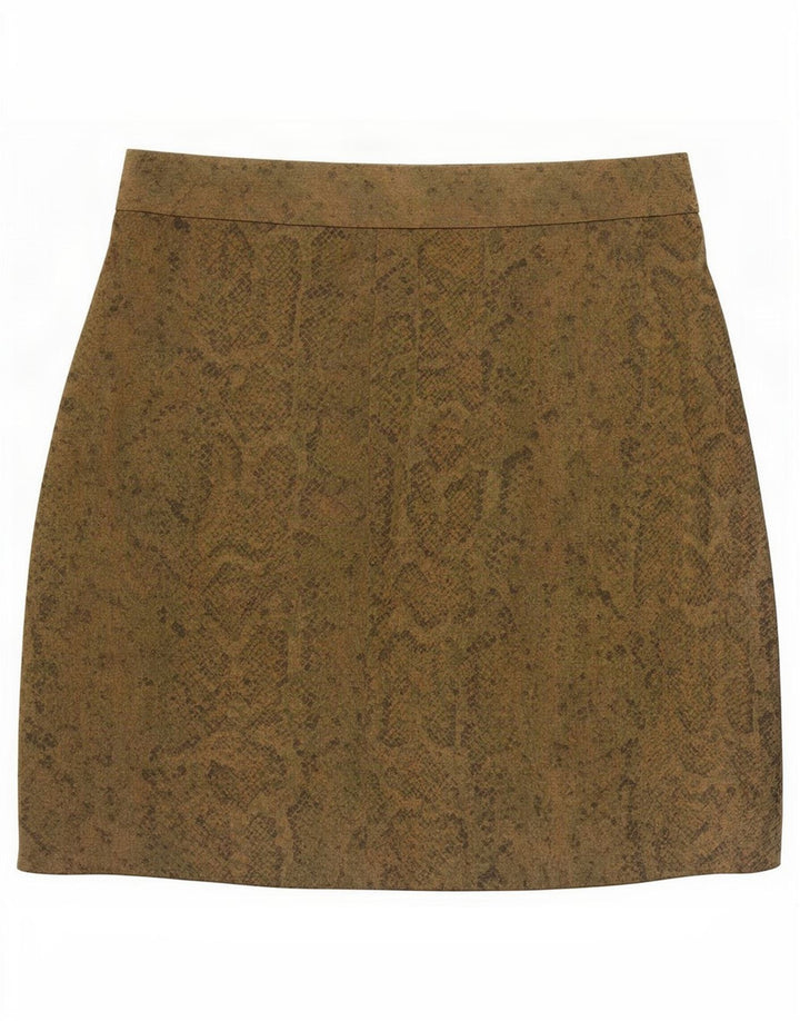 Minigonna vintage da donna IT 44 media W27 stampa animalier kaki