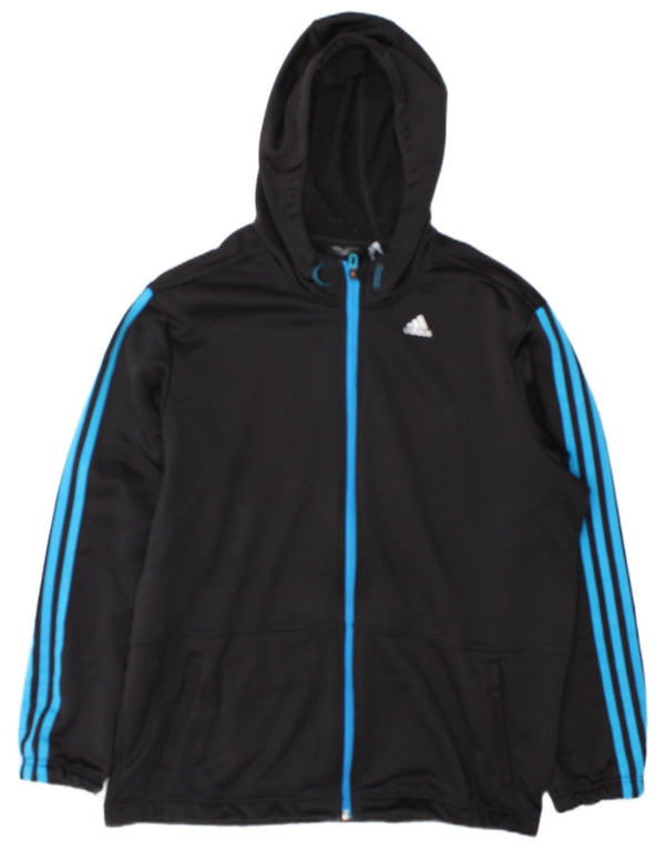 Felpa con cappuccio e zip Adidas Climalite da uomo XL in poliestere nero
