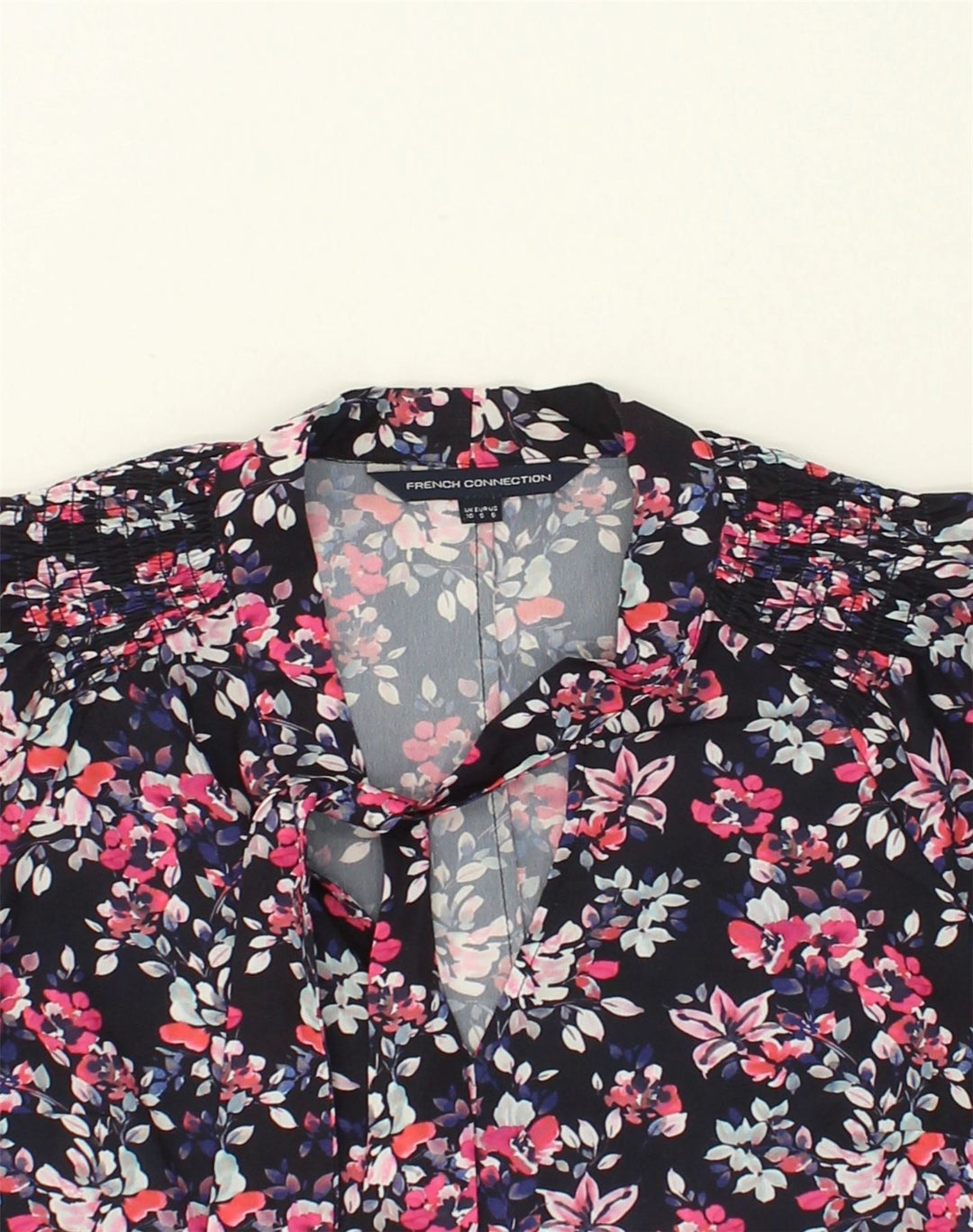FRENCH CONNECTION Womens Shirt Blouse UK 10 Small Black Floral Polyester | Vintage French Connection | Thrift | Second-Hand French Connection | Used Clothing | Messina Hembry 
