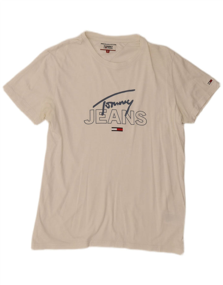 T-shirt grafica da uomo Tommy Hilfiger Top in cotone bianco medio