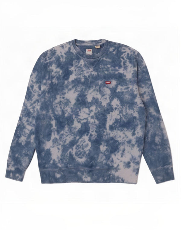 Levi's Uomo Standard Fit Felpa Maglione Blu Medio Cotone Tie Dye