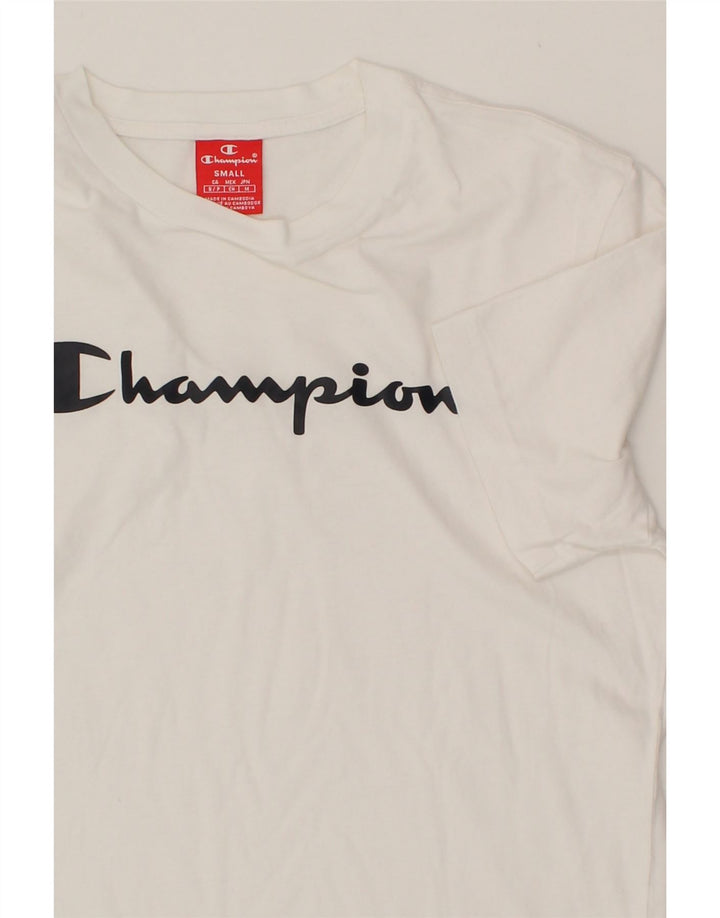 CHAMPION Mens Graphic T-Shirt Top Small White Vintage Champion and Second-Hand Champion from Messina Hembry 