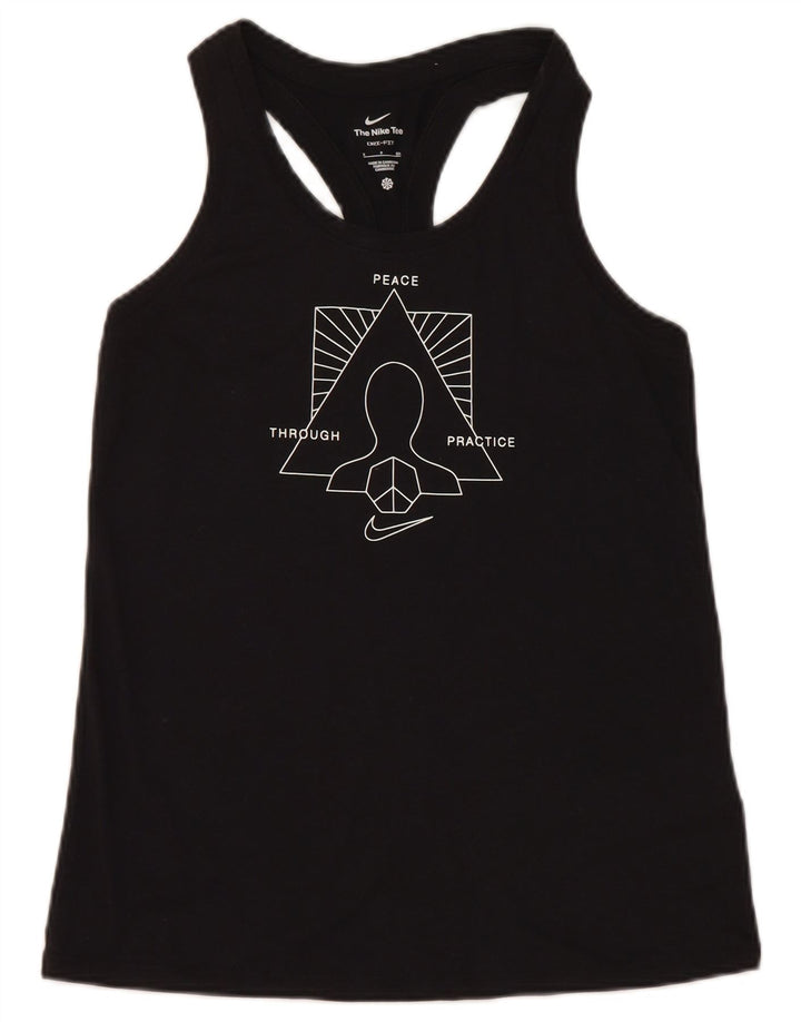 Canotta grafica Nike Dri Fit da donna UK 10 piccola in poliestere nero