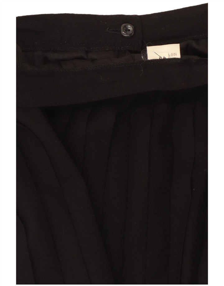 Gonna a pieghe vintage da donna a coltello EU 40 media W32 lana nera