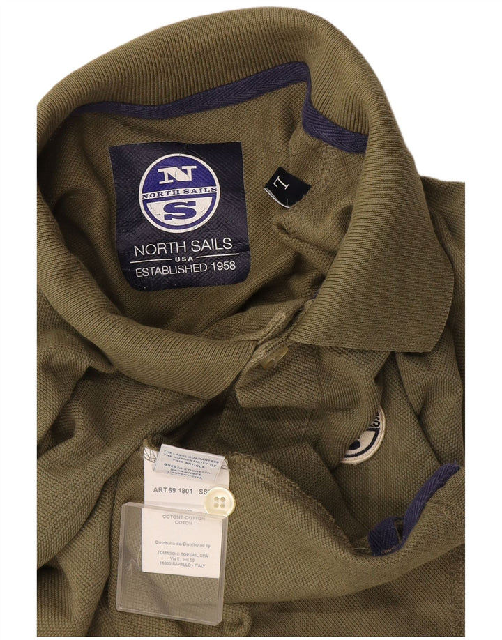 Polo a maniche lunghe da uomo North Sails Large in cotone kaki