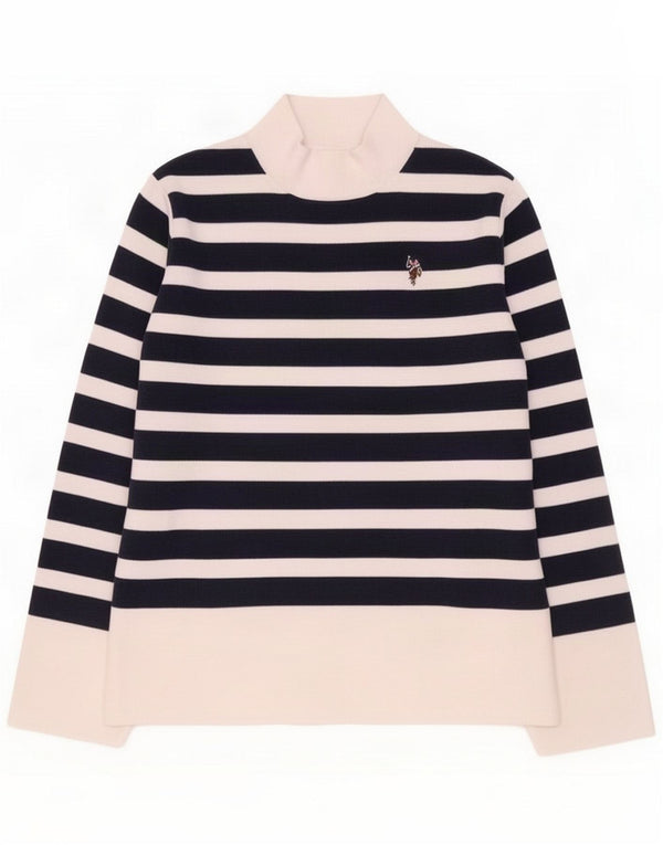 USA Polo Assn. Top da donna a maniche lunghe UK 10 Small Blu navy a righe