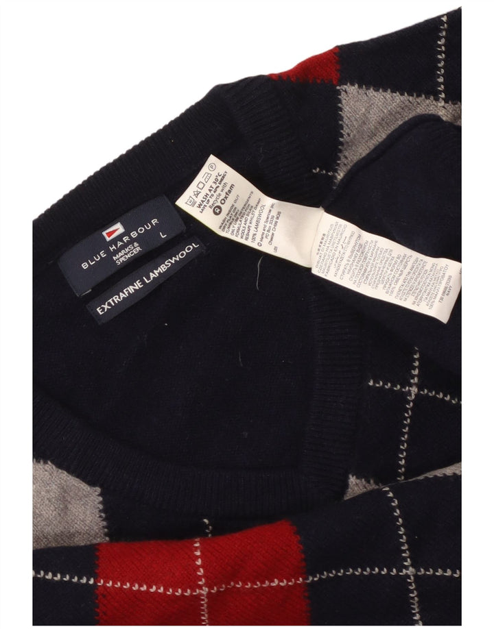 Maglione da uomo Marks & Spencer Blue Harbour con scollo a V grande blu navy