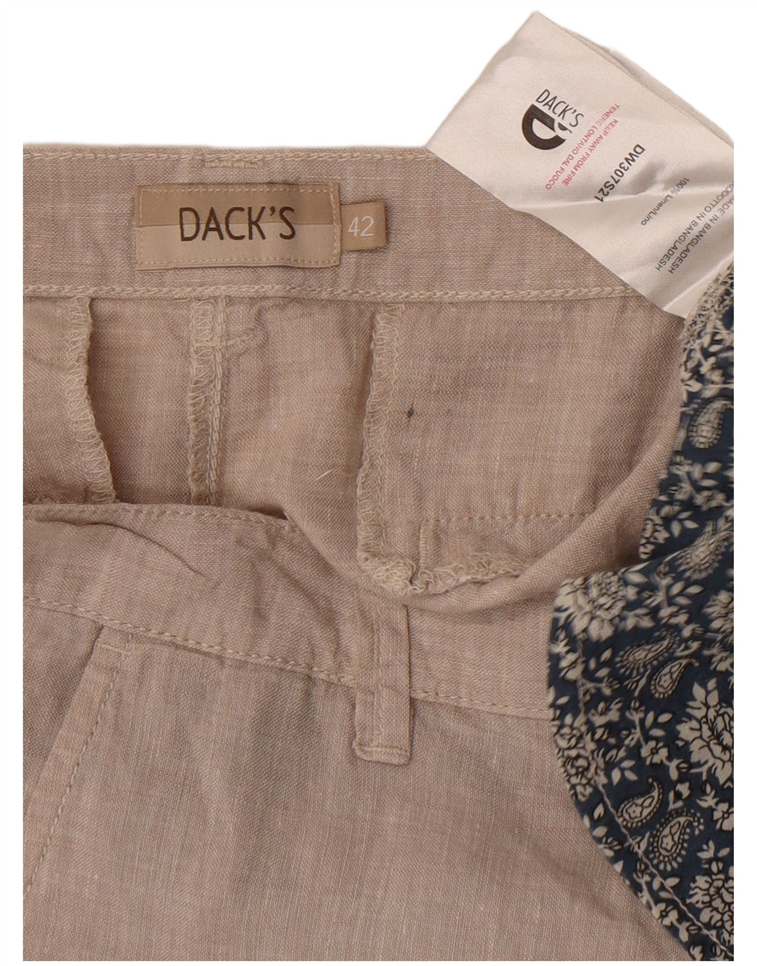 Pantaloncini chino da uomo di Dack US 42 Large W32 Lino beige
