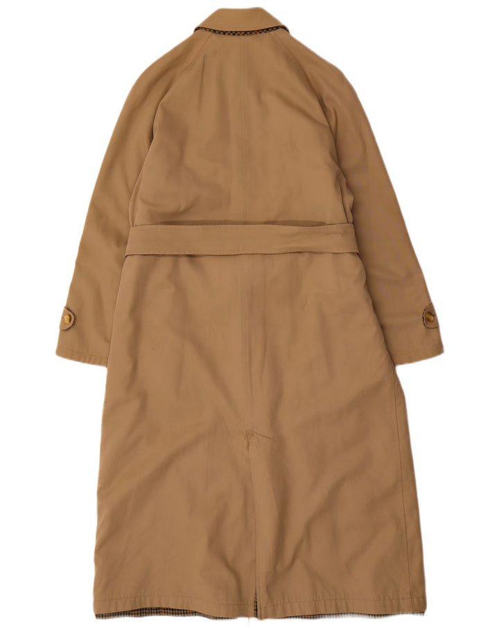 Soprabito reversibile da donna vintage UK 14 cotone a quadri beige medio