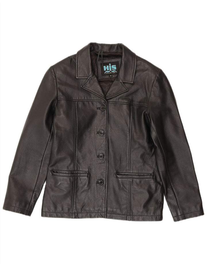 Giacca in pelle vintage da donna UK 12 media nera