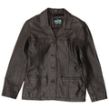 Giacca in pelle vintage da donna UK 12 media nera